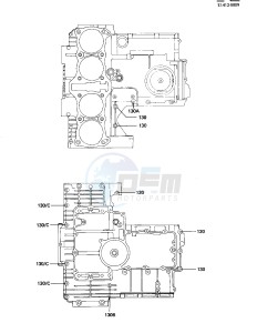 KZ 1100 B [GPZ) (B1-B2) [GPZ) drawing CRANKCASE BOLT & STUD PATTERN