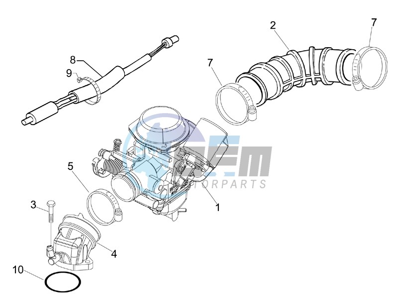 Carburettor assembly - Union pipe