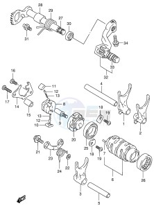 RM125 (E2) drawing GEAR SHIFTING (MODEL T V)