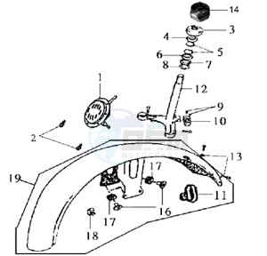 WOLF 125 drawing YOKE / STEERING HEAD BEARING / FRONT FENDER