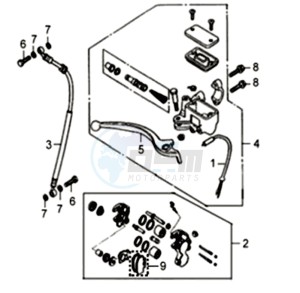 SYMPLY 50 L7 drawing VOORBRAKE CALIPER / BRAKE LEVER /BRAKE LINES