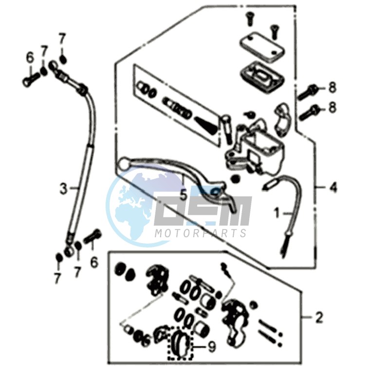 VOORBRAKE CALIPER / BRAKE LEVER /BRAKE LINES