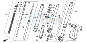 CR125R drawing FRONT FORK (CR125RS/RT/RV)