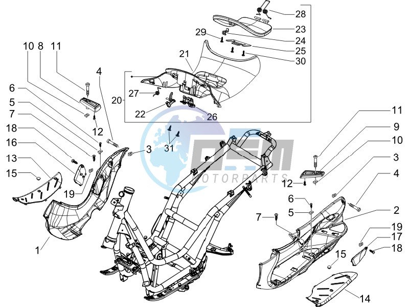 Central cover - Footrests