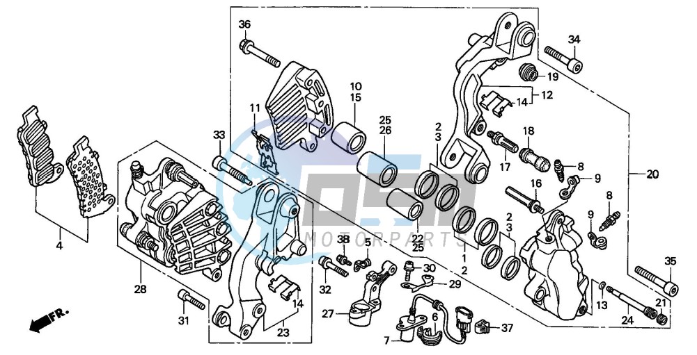 FRONT BRAKE CALIPER (ST1100AT/AV/AW)