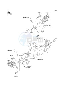 KLX 450 A [KLX450R] (A8F-A9F) A9F drawing FOOTRESTS