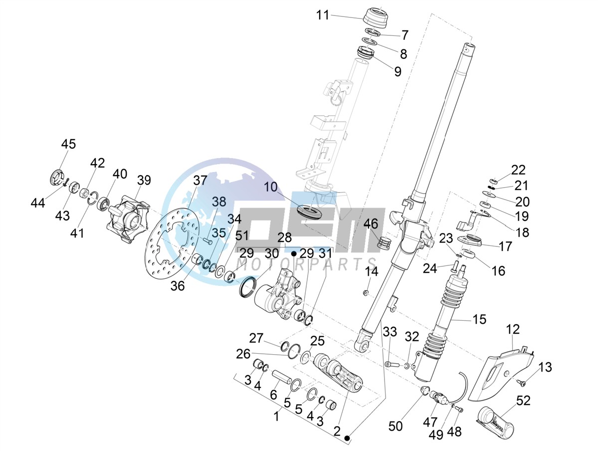 Fork/steering tube - Steering bearing unit