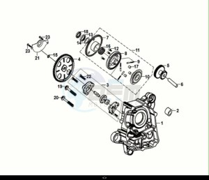 ORBIT III 125 (XE12W2-EU) (E5) (M1) drawing R CRANK CASE-OIL PUMP ASSY