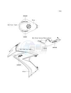 ZX 1000 E [NINJA ZX-10R] (E8F-E9FA) 0E8F drawing DECALS-- BLUE- --- E8F- --- CA,US- -