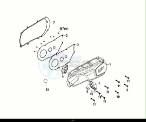 ORBIT III 125 (XE12W2-EU) (E5) (M1) drawing L. CRANK CASE COVER