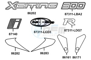 XCITING R500I drawing Emblem - Stripe