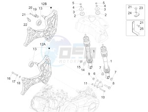 GTV 300 4T 4V ie Touring (NAFTA, APAC) (CN, USA) drawing Rear suspension - Shock absorber/s