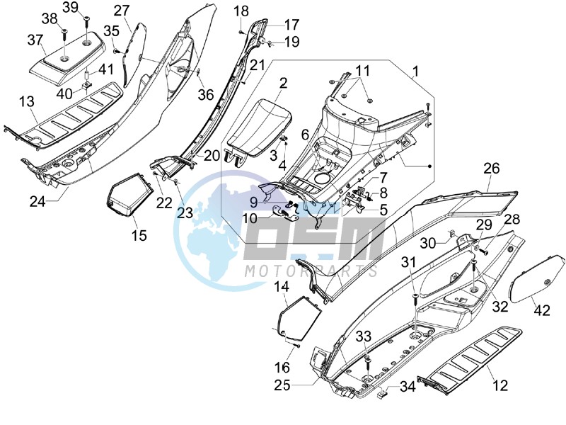 Central cover - Footrests