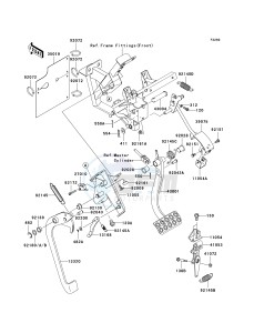 KRF 750 G [TERYX 750 FI 4X4] (G9F) G9F drawing BRAKE PEDAL_THROTTLE LEVER