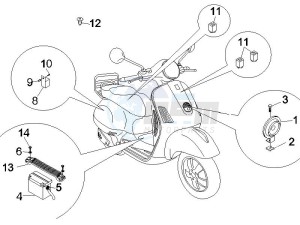 GTS 250 ABS UK drawing Control switches - Battery - Horn