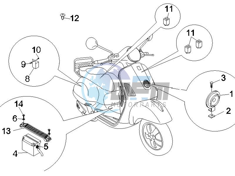 Control switches - Battery - Horn