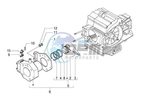 Cylinder-piston-wrist pin assy