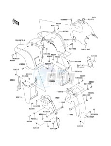 KVF 360 A [PRAIRIE 360 4X4] (A6F-A9F) A9F drawing FRONT FENDER-- S- -