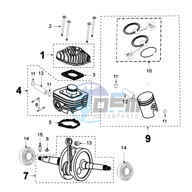 CRANKSHAFT AND CYLINDER CAST IRON