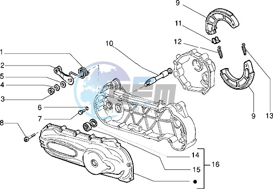 Crankcase cover-Brake jaws