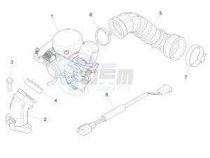 Liberty 50 4t ptt Double disc drawing Carburettor assembly - Union pipe