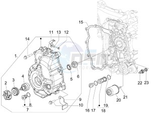 GTS 300 ie Super Sport drawing Flywheel magneto cover - Oil filter