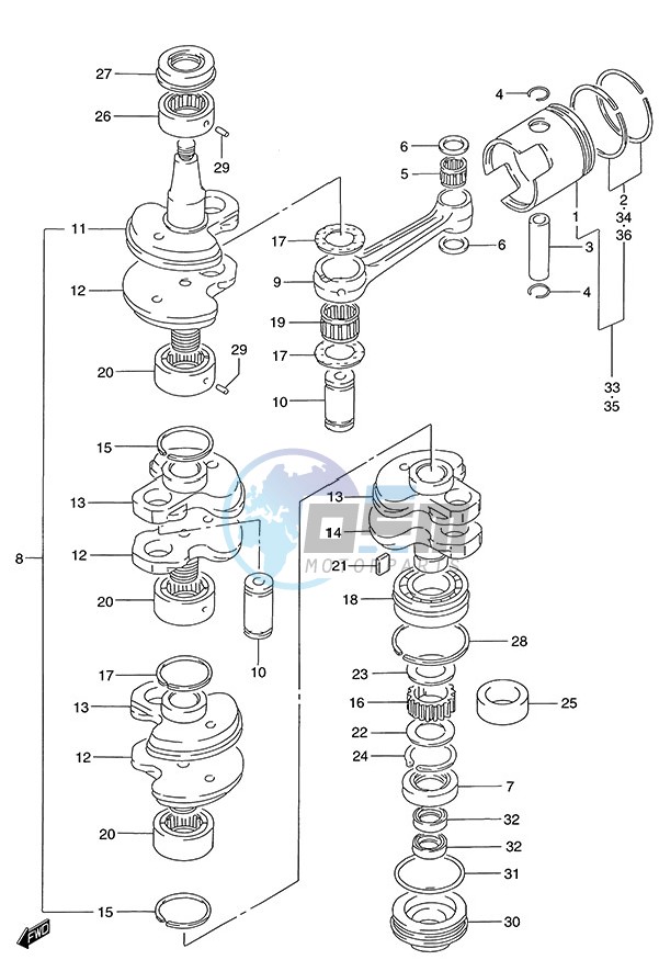 Crankshaft (1996 to 2001)