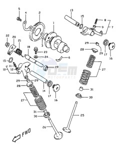 DR350 (V-W-X) drawing CAM SHAFT - VALVE