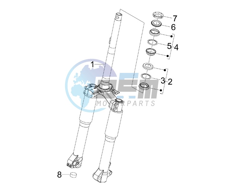 Fork steering tube - Steering bearing unit