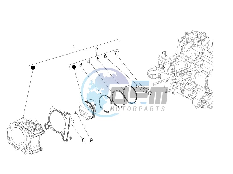 Cylinder-piston-wrist pin unit