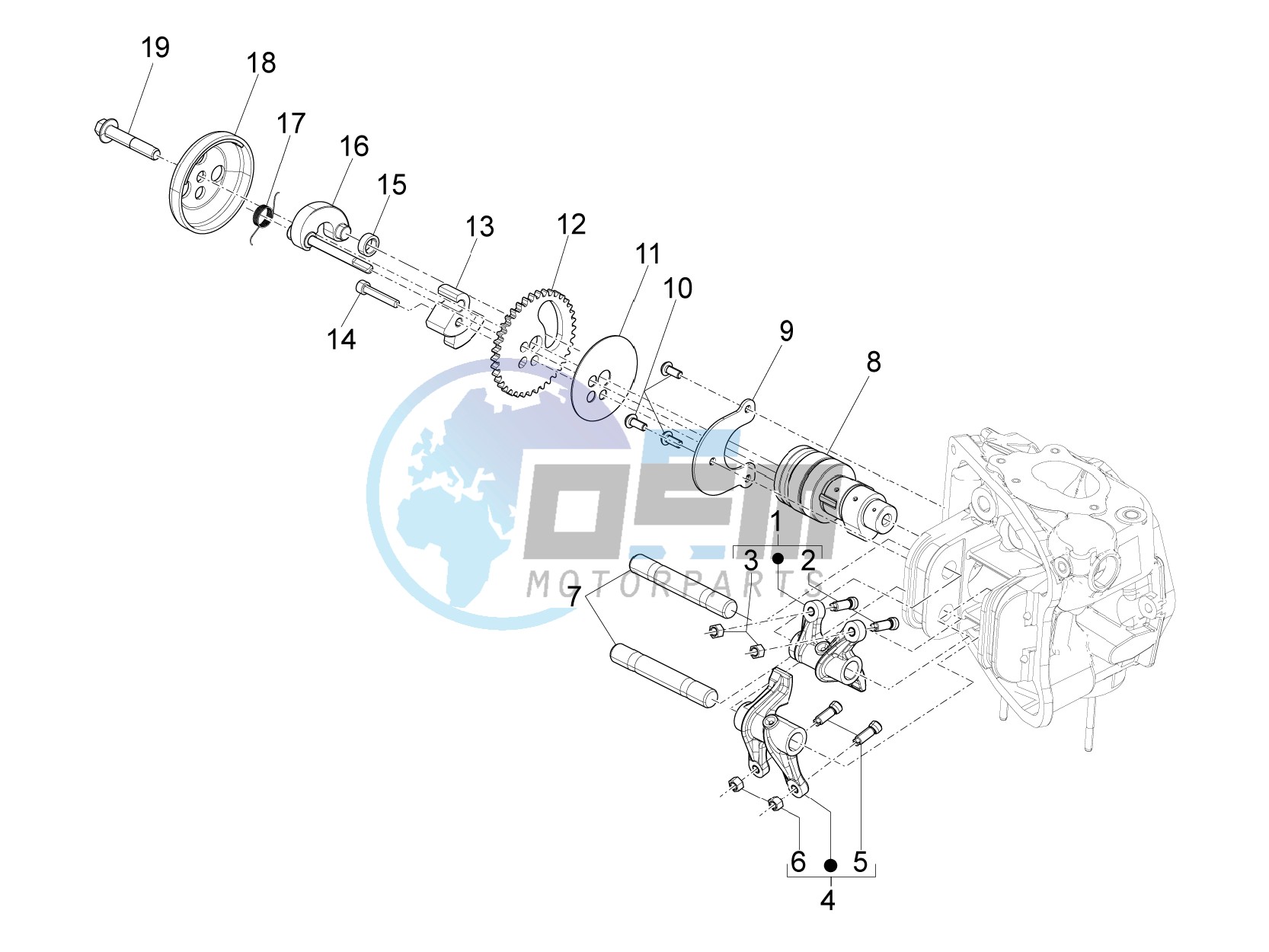 Camshaft - Rocking levers support unit