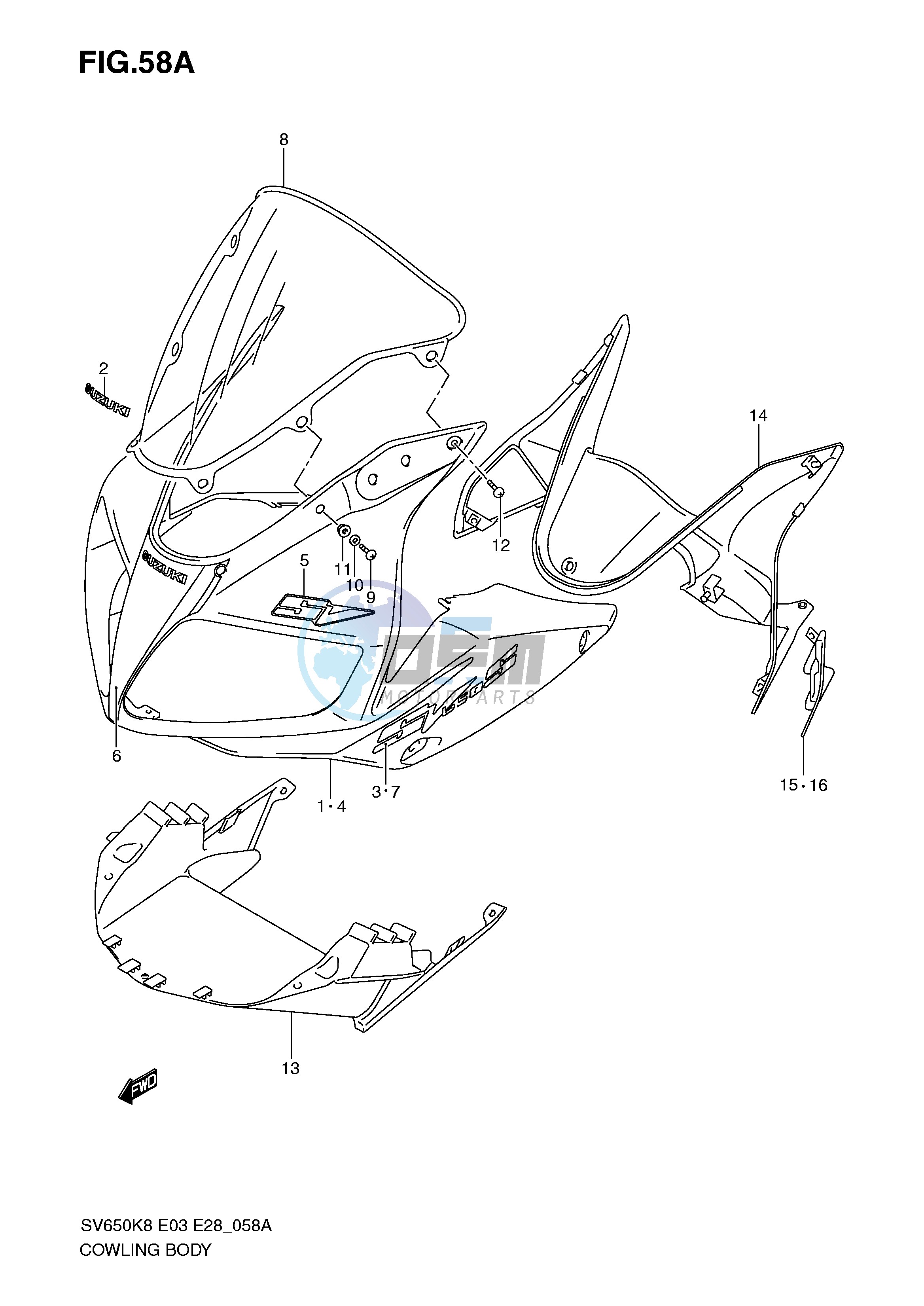 COWLING BODY (SV650S SAK9)