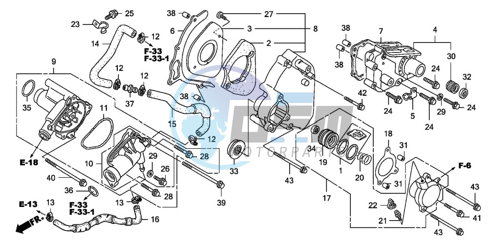 LEFT REAR COVER/WATER PUM P