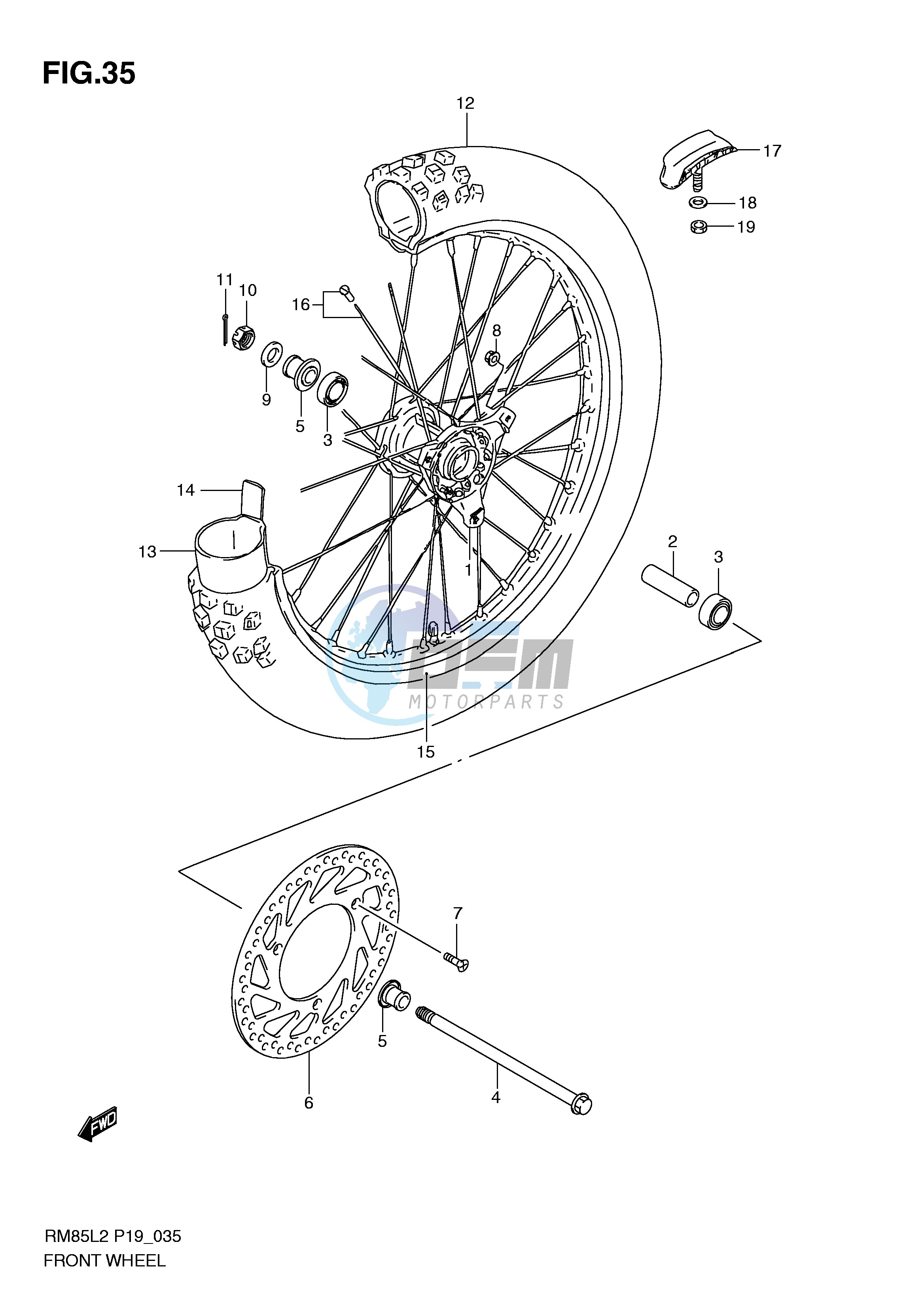 FRONT WHEEL (RM85LL2 P19)