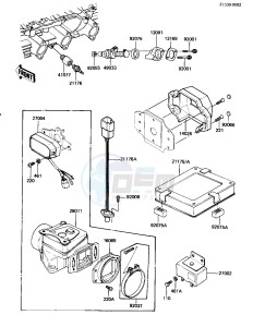 KZ 1100 B [GPZ) (B1-B2) [GPZ) drawing INJECTORS_ELECTRICAL EQUIPMENT