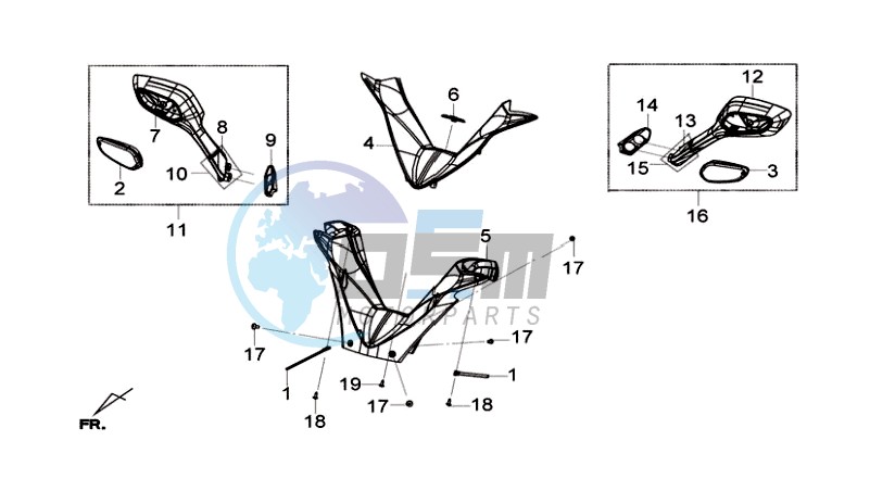 COWLING HANDLEBAR - MIRROR SET