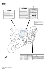 GSX-R600 (E21) drawing LABEL (GSX-R600UFL1 E21)