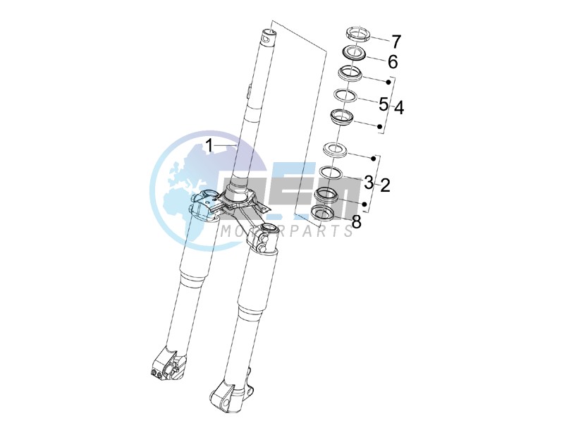 Fork steering tube - Steering bearing unit