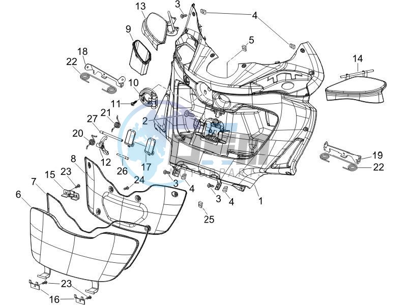 Front glove-box - Knee-guard panel