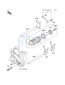 Z1000_ABS ZR1000C7F FR GB XX (EU ME A(FRICA) drawing Gear Change Drum/Shift Fork(s)