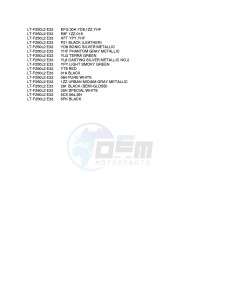 LT-F250 (E33) drawing * COLOR CHART *