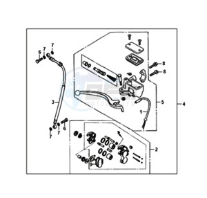 FIDDLE II 50 25KMH (L8) NL EURO4 drawing FRONT BRAKE  CALIPER / BRAKE LEVER /BRAKE LINE