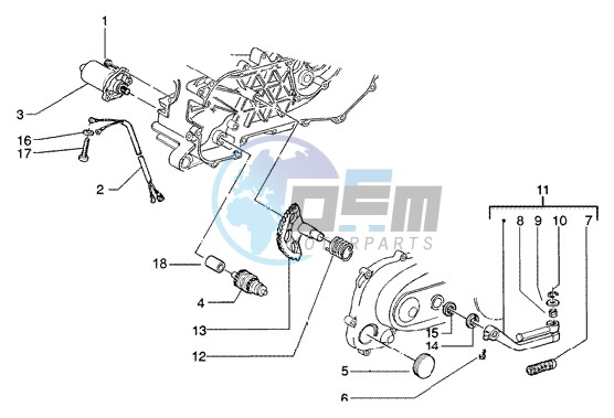 Starting motor-starter lever