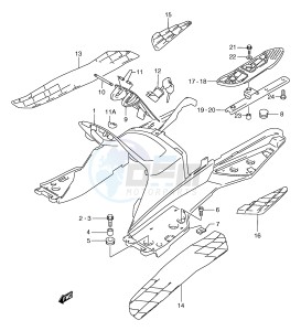 AN250 (E2) Burgman drawing REAR LEG SHIELD (MODEL W X)