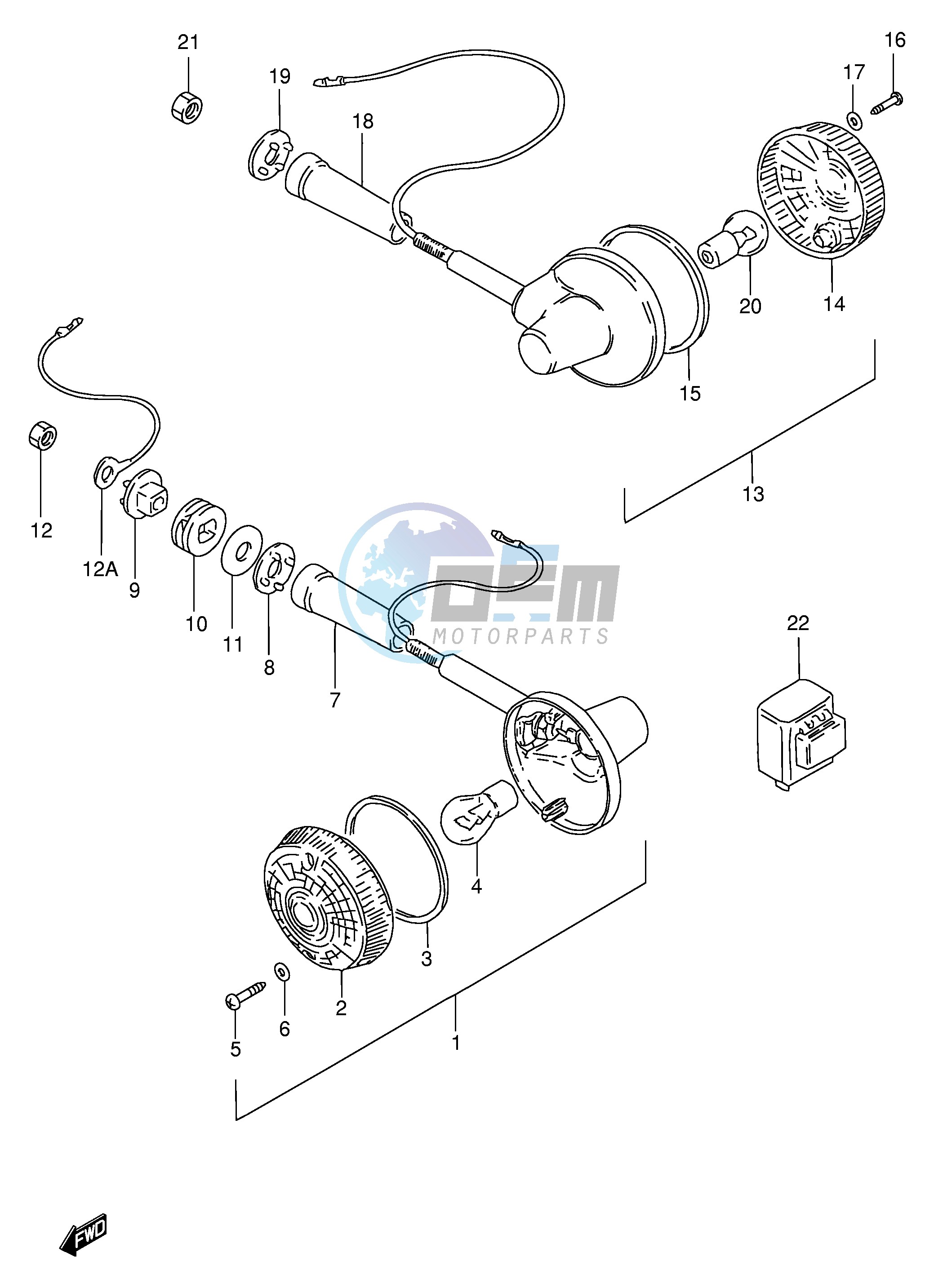 TURN SIGNAL LAMP (MODEL T W X E25,E39,E54)