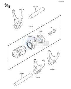 KX 250 D [KX250] (D2) [KX250] drawing GEAT CHANGE DRUM & FORKS