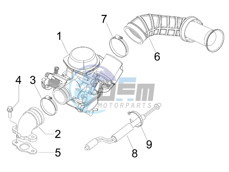 Carburettor assembly - Union pipe