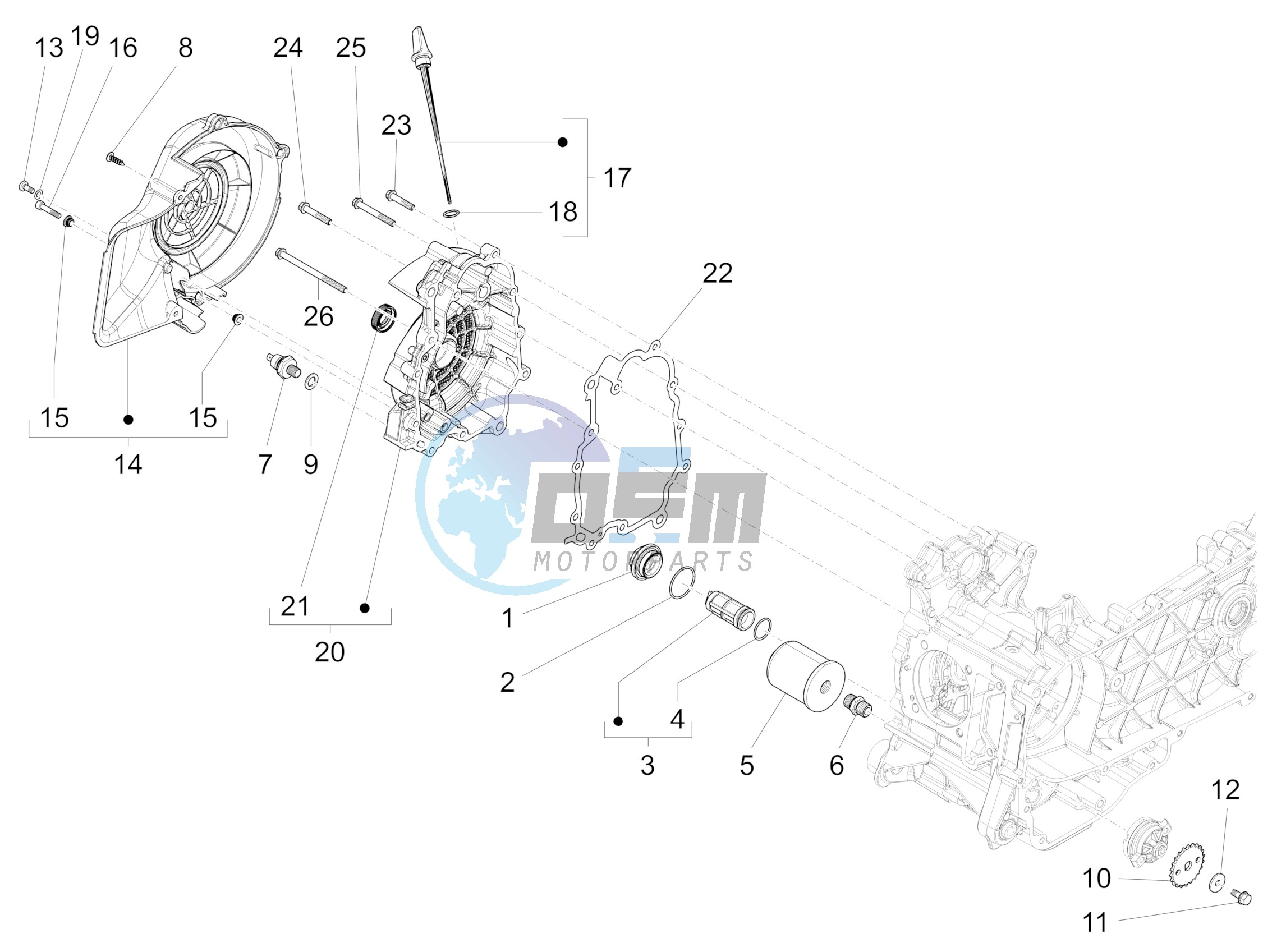 Flywheel magneto cover - Oil filter