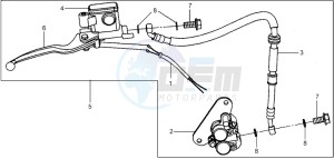 JET EURO X 50 25 KMH E2 drawing VOORBRAKE CALIPER / BRAKE LEVER /BRAKE LINES