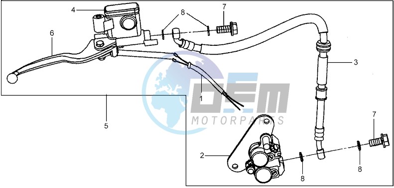 VOORBRAKE CALIPER / BRAKE LEVER /BRAKE LINES